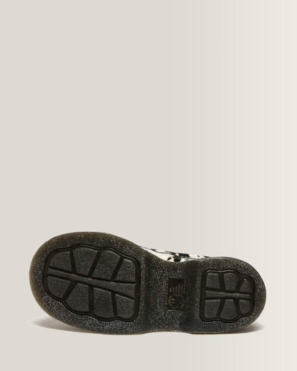 Dr Martens Buzz 5-Eye Dalmatian Hair On Leather Shoes - Cream & Black