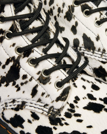 Dr Martens 1460 Bex Dalmatian Hair On Leather Boots - Cream+Black