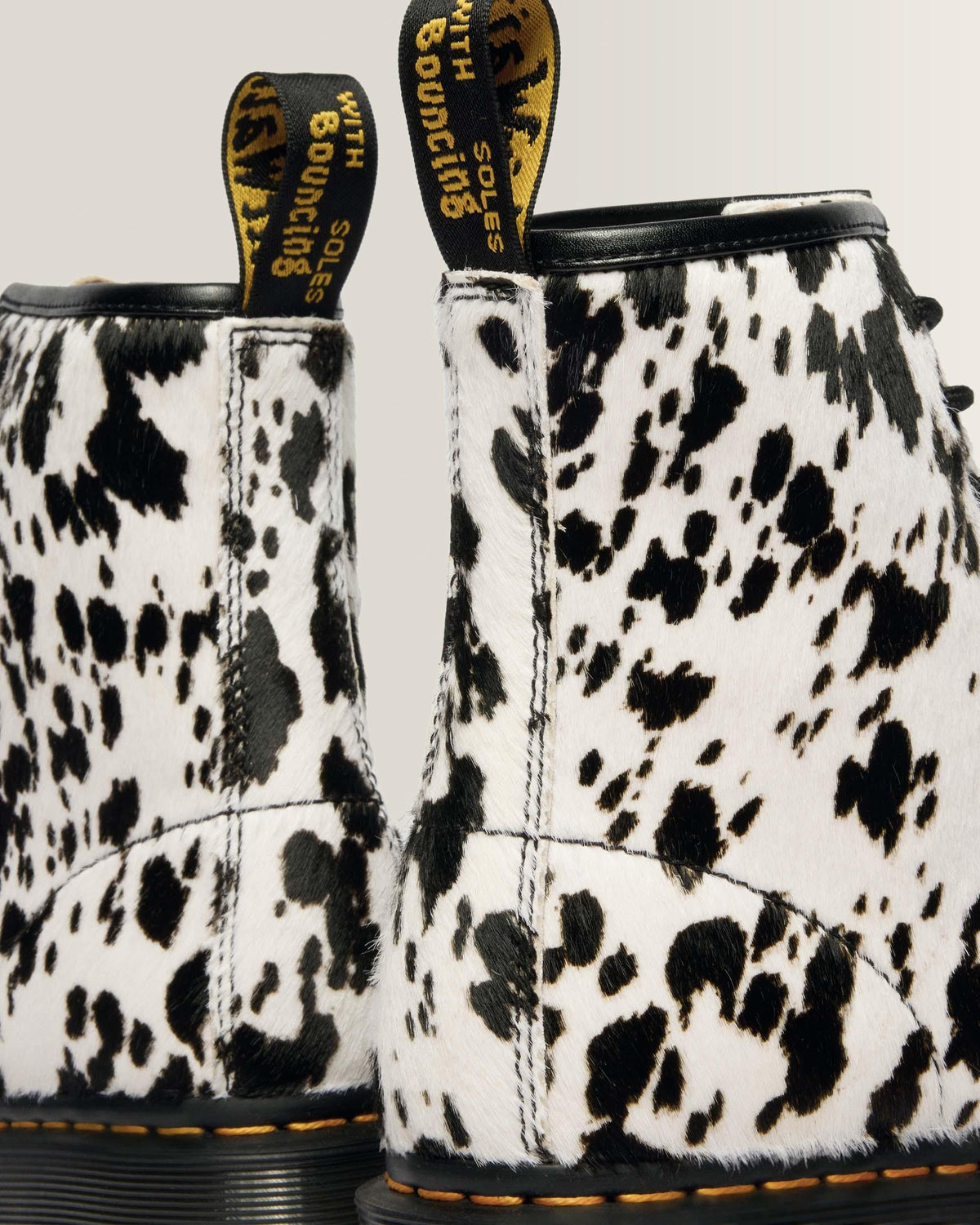 Dr Martens 1460 Bex Dalmatian Hair On Leather Boots - Cream+Black