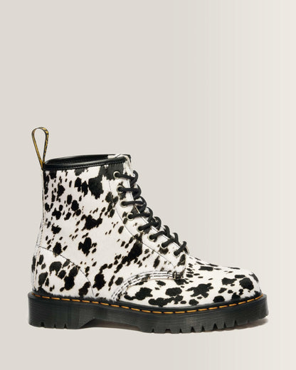 Dr Martens 1460 Bex Dalmatian Hair On Leather Boots - Cream+Black