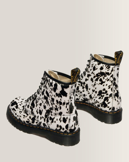 Dr Martens 1460 Bex Dalmatian Hair On Leather Boots - Cream+Black