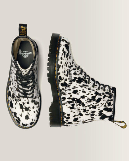 Dr Martens 1460 Bex Dalmatian Hair On Leather Boots - Cream+Black