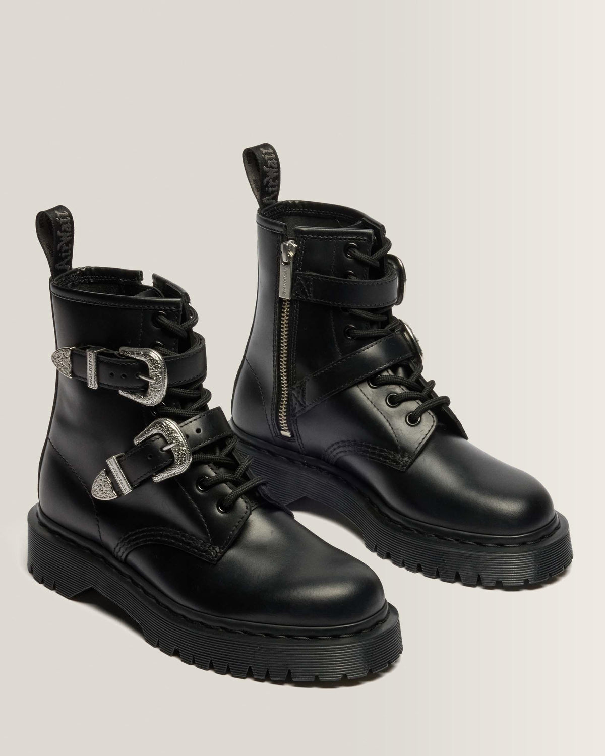 Dr Martens 1460 Bex Western Buckle Leather Boots - Black