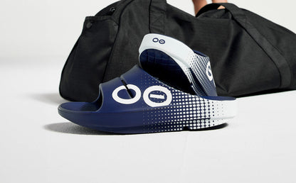 Oofos Women's Sport Slide Navy Matrix
