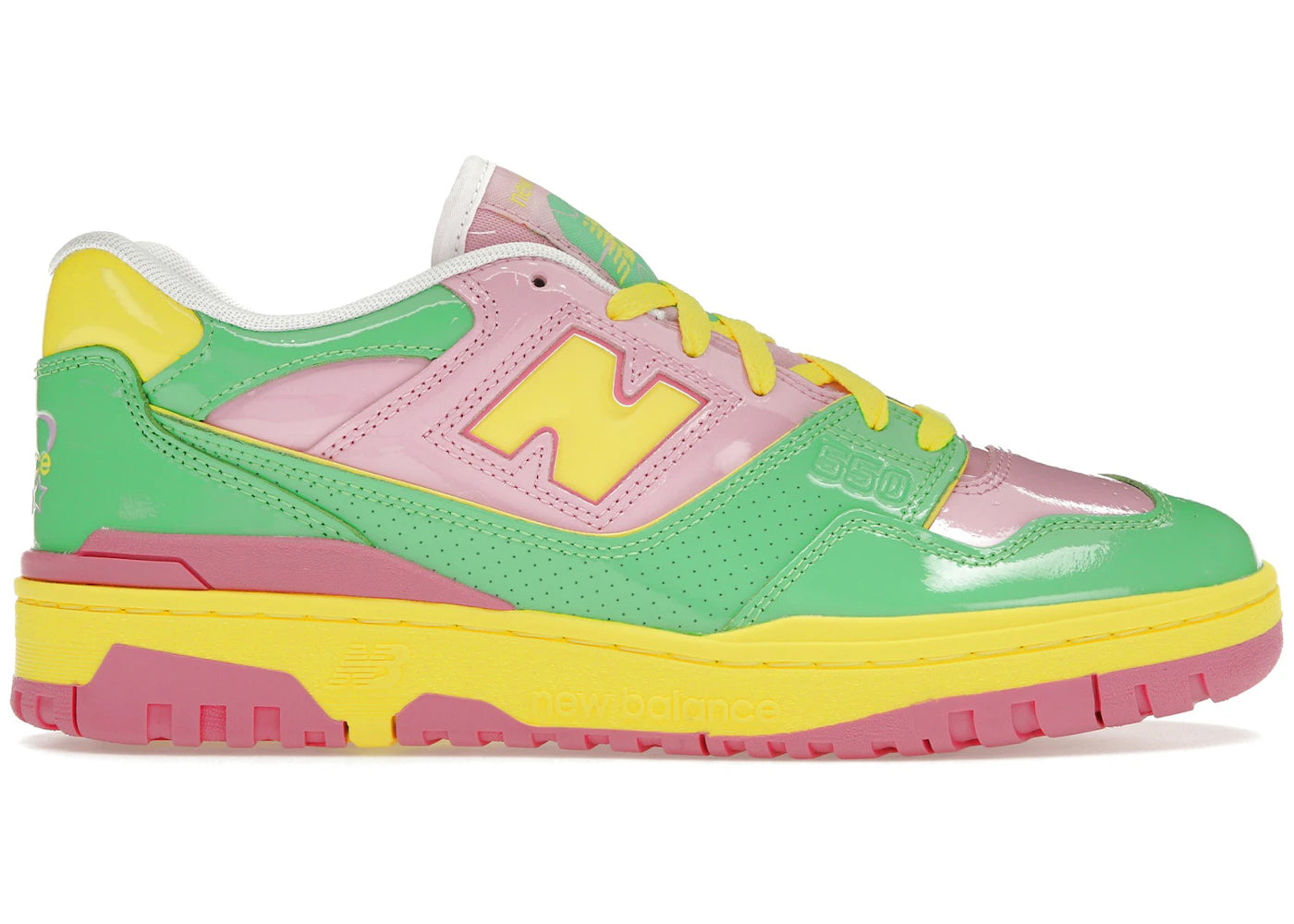 new balance 550 y2k patent leather pack pink green