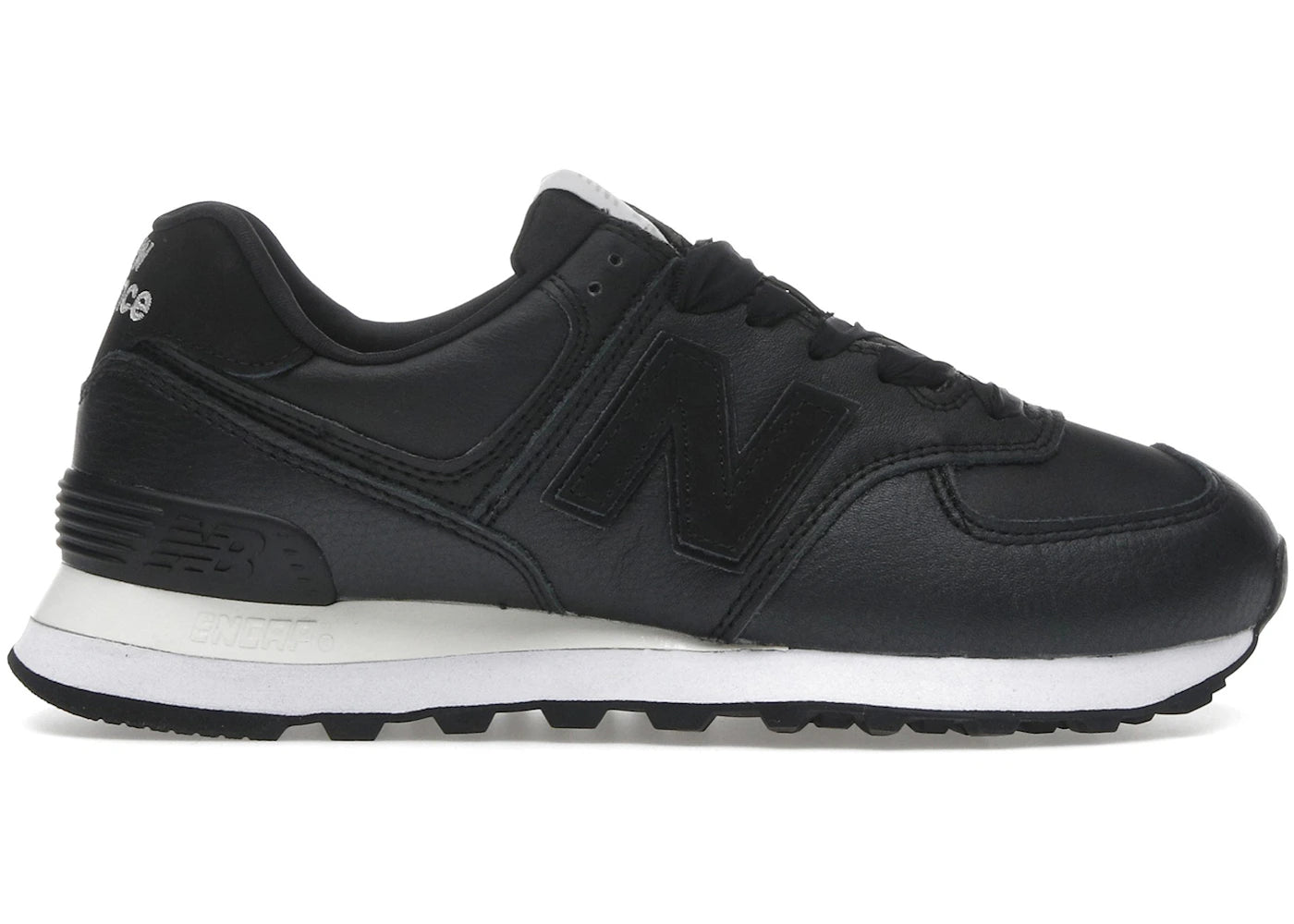 New Balance 574 Black Leather White (Women'S)