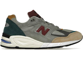 New Balance 990v2 Grey Green Maroon
