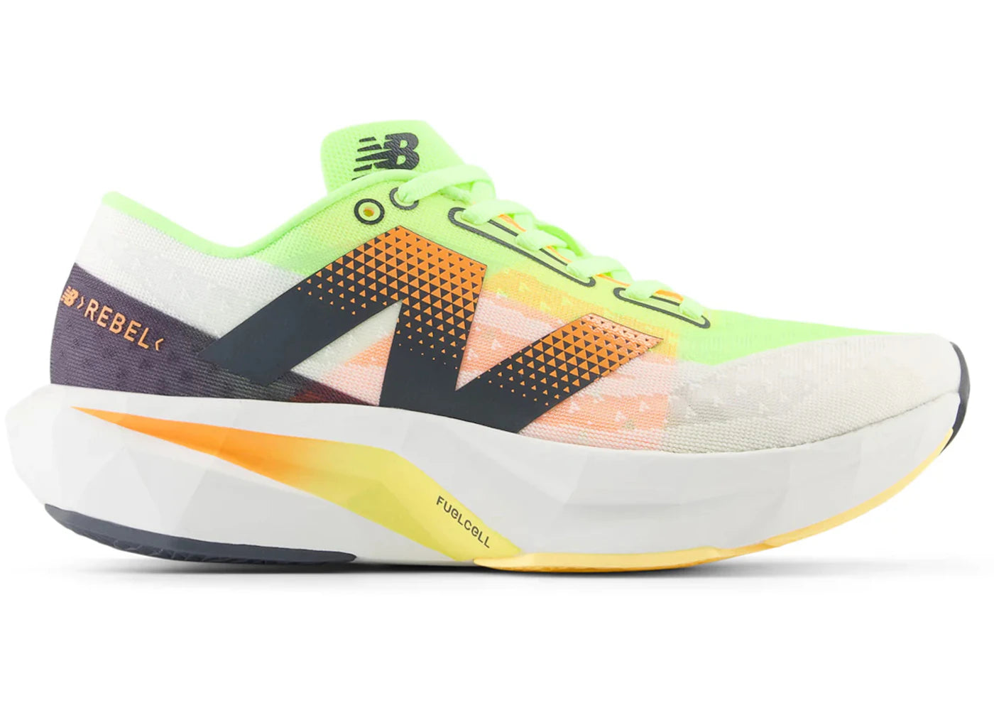 New Balance Fuelcell Rebel V4 White Bleached Lime Glow (Women'S)