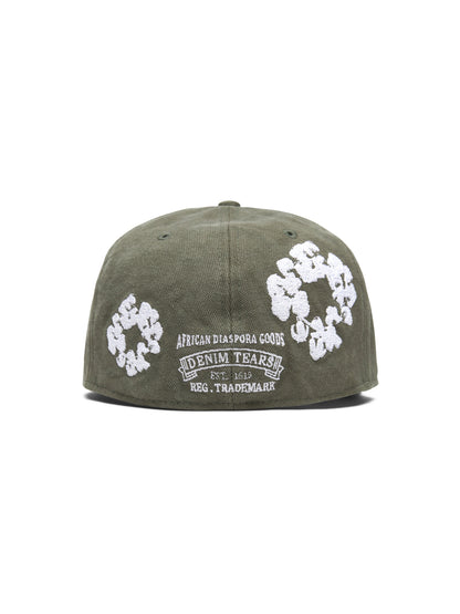 Denim Tears Cotton Wreath New Era 59fifty Canvas Fitted Cap Washed Olive