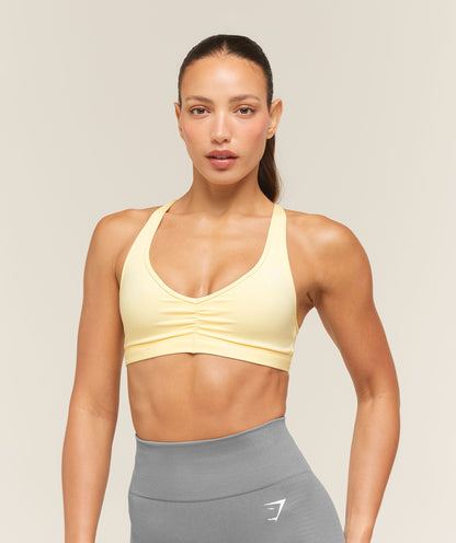 Women's Gymshark Ruched Sports Bra 2.0 Butter Yellow