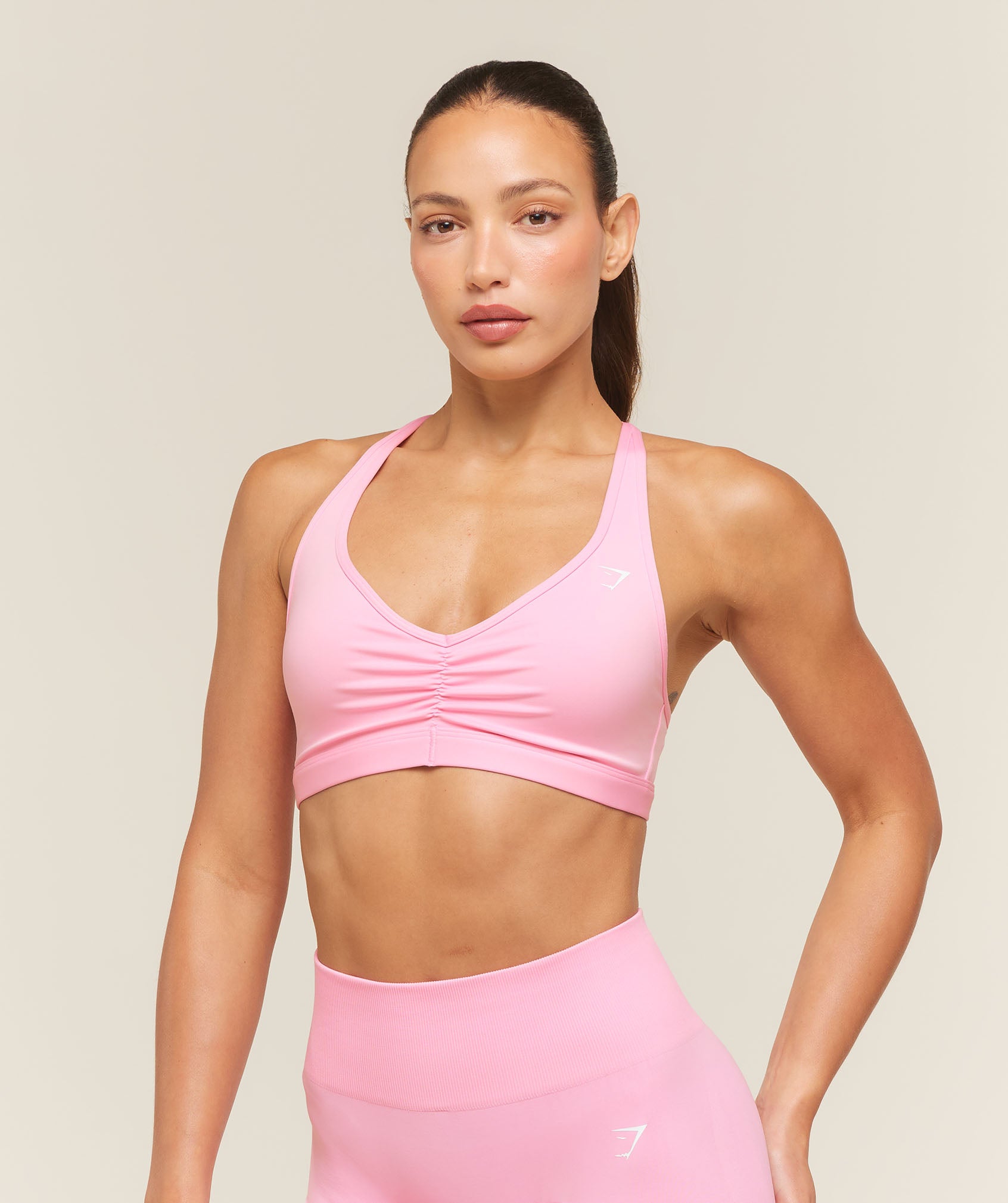 Women's Gymshark Ruched Sports Bra 2.0 Poise Pink