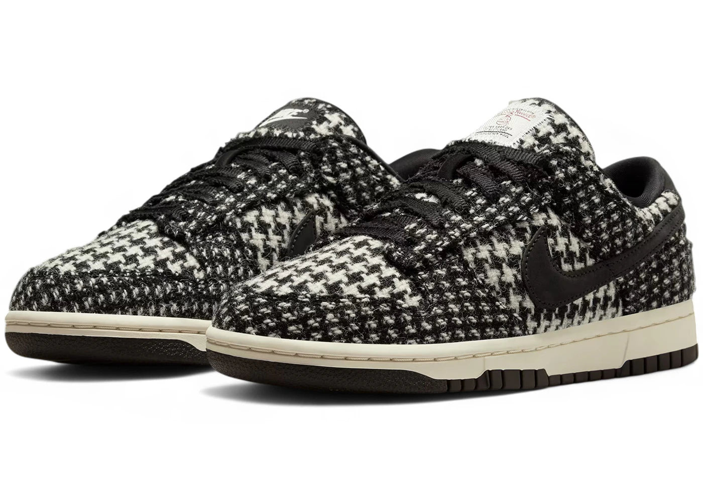 nike dunk low harris tweed white black multi (women's)