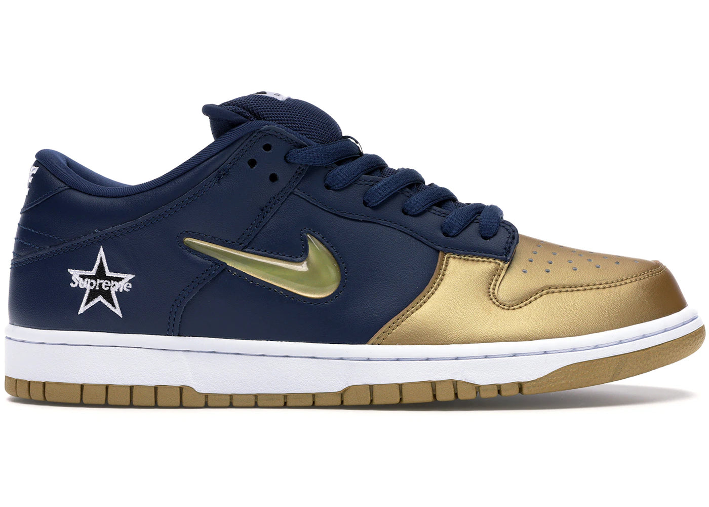 nike sb dunk low supreme jewel swoosh gold