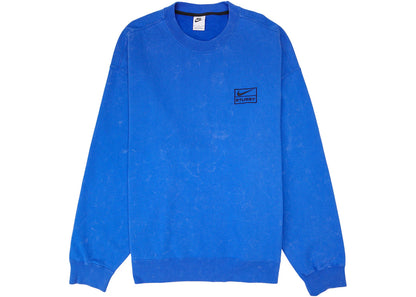 nike x stussy acid wash crew fleece blue