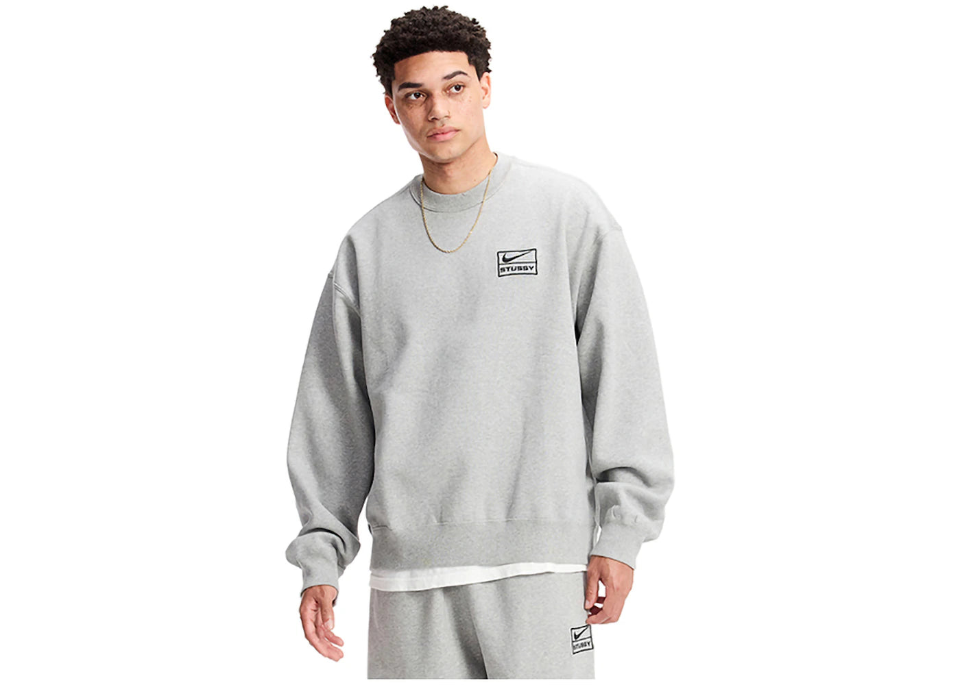 nike x stussy crew fleece grey