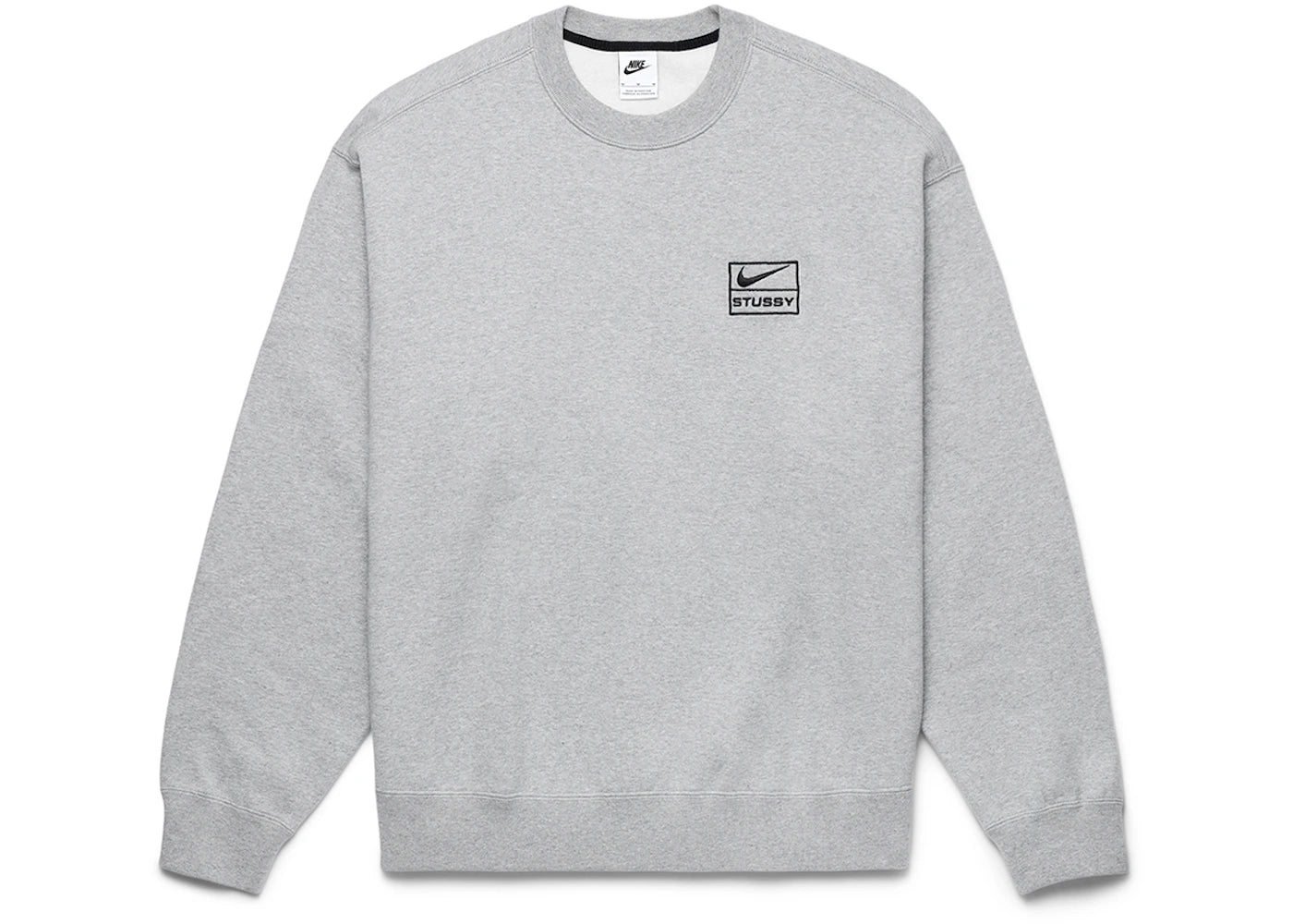 nike x stussy crew fleece grey
