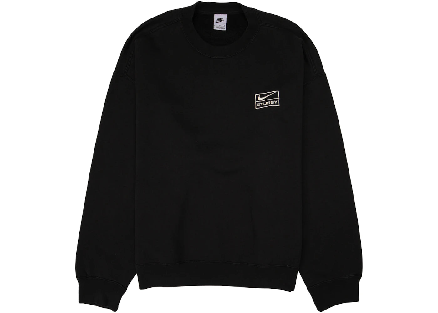 nike x stussy wash crew fleece black