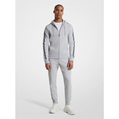 Michael Kors Logo Tape Cotton Blend Zip-Up Hoodie HEATHER GREY