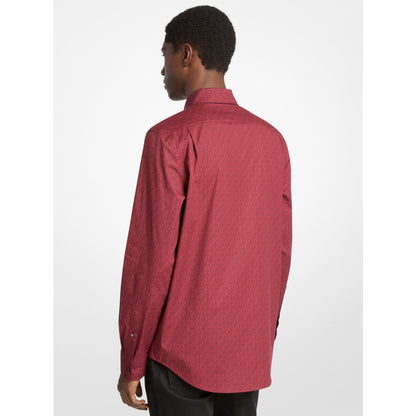 Michael Kors Signature Logo Stretch Cotton Shirt CHERRY