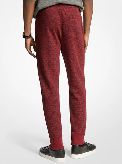Michael Kors Signature Logo Print Cotton Blend Joggers CHERRY
