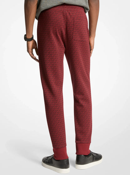 Michael Kors Signature Logo Print Cotton Blend Joggers CHERRY
