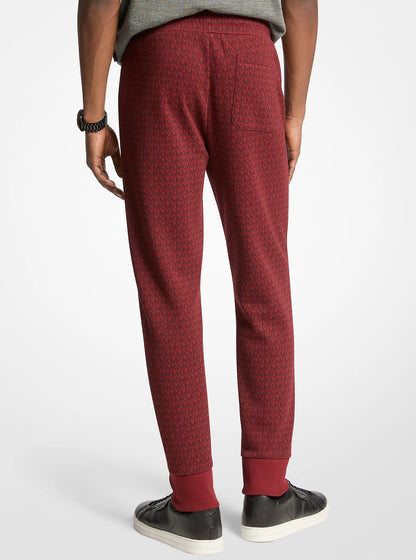 Michael Kors Signature Logo Print Cotton Blend Joggers CHERRY