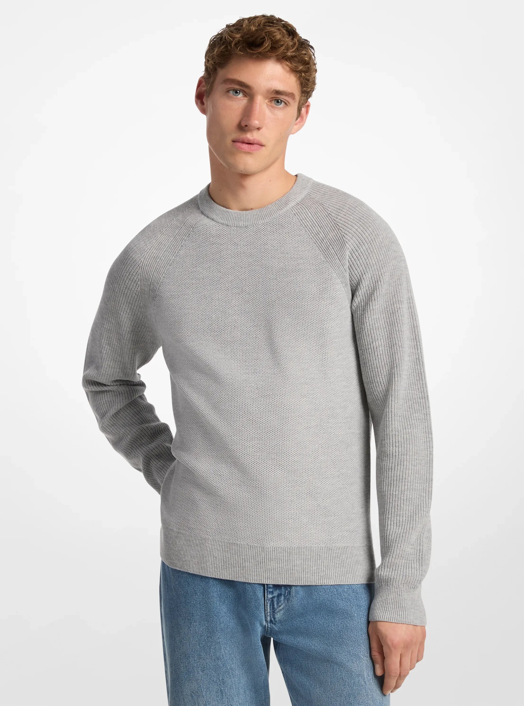 Michael Kors Wool Blend Crewneck Sweater HEATHER GREY