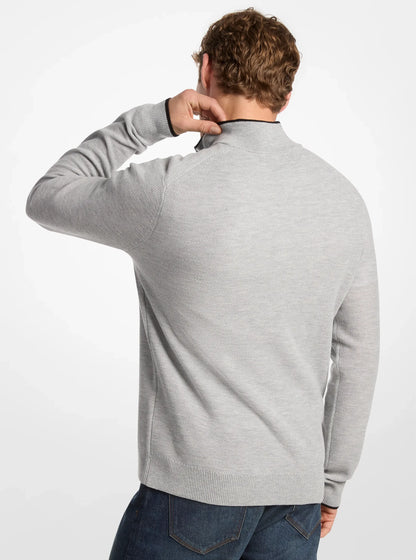 Michael Kors Wool Blend Quarter-Zip Sweater HEATHER GREY