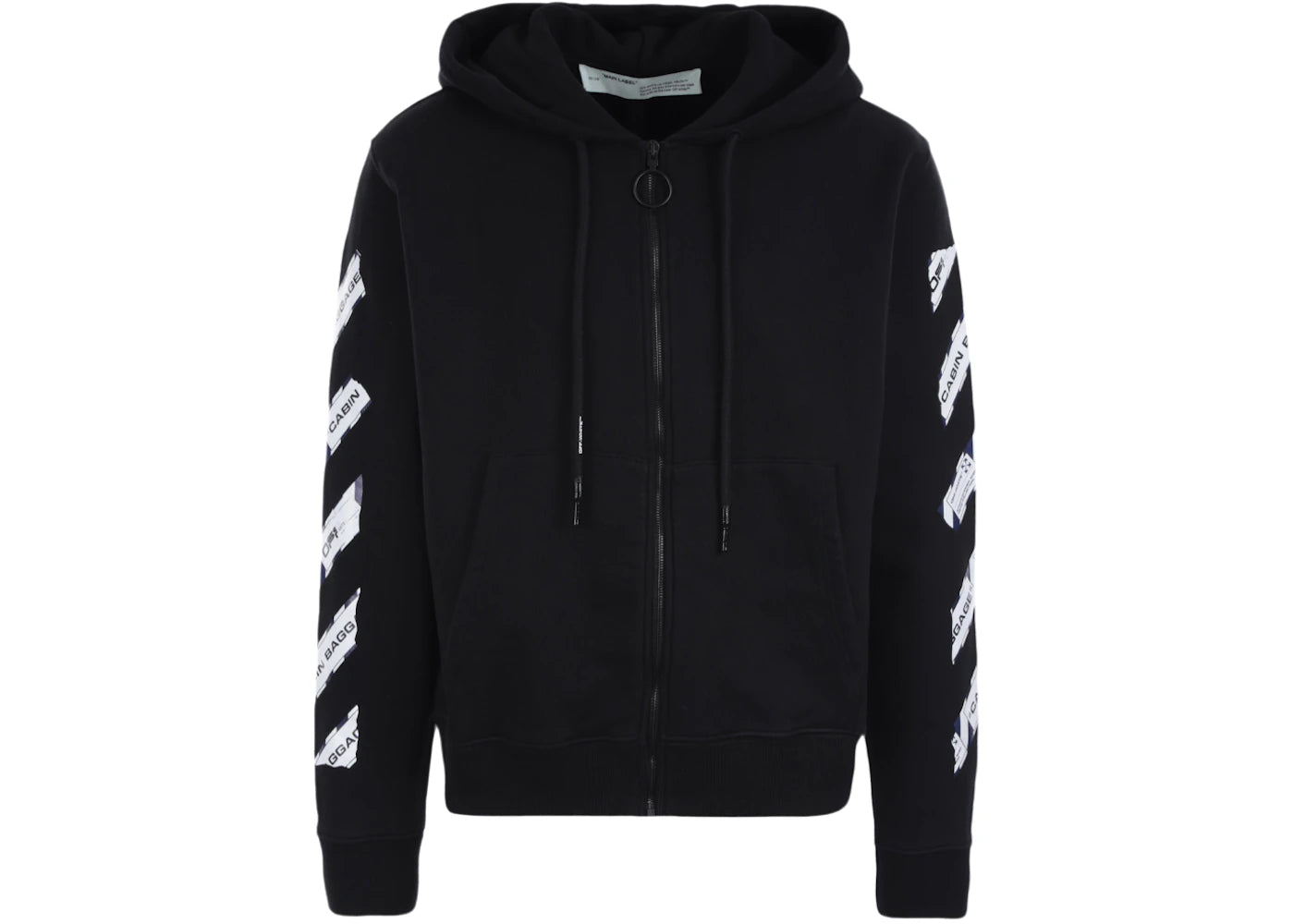 off-white airport tape zip up hoodie black