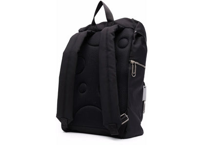 off-white arrows leather trim backpack black orange 