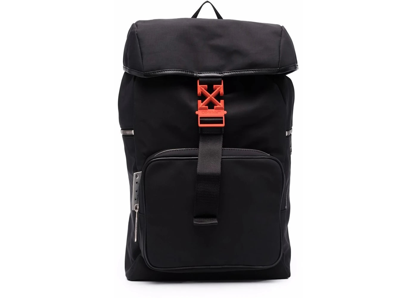 Off-White Arrows Leather Trim Backpack Black Orange
