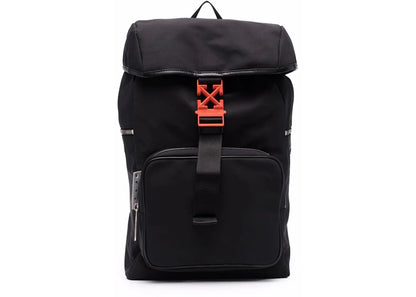 Off-White Arrows Leather Trim Backpack Black Orange