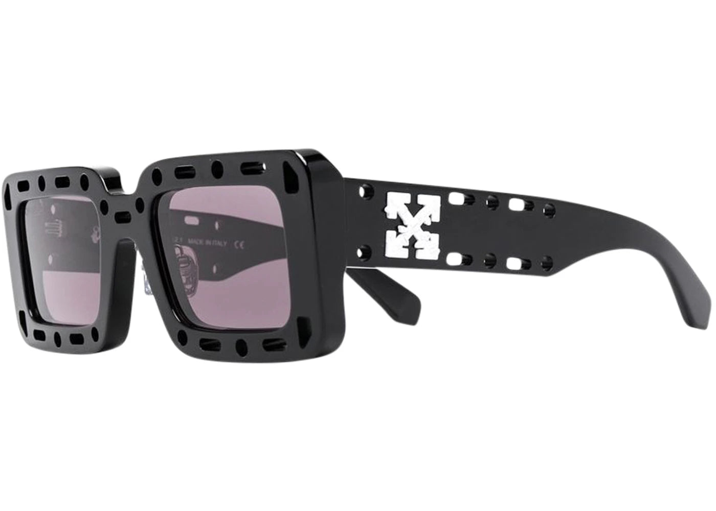 off-white atlantic cut-out detail square frame sunglasses black
