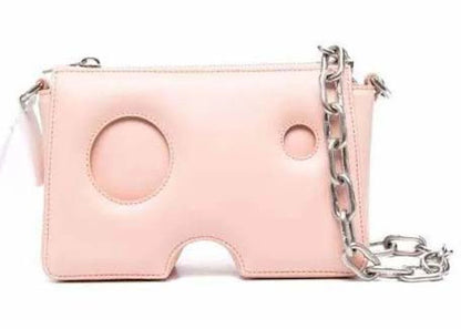 off-white burrow leather shoulder bag pink