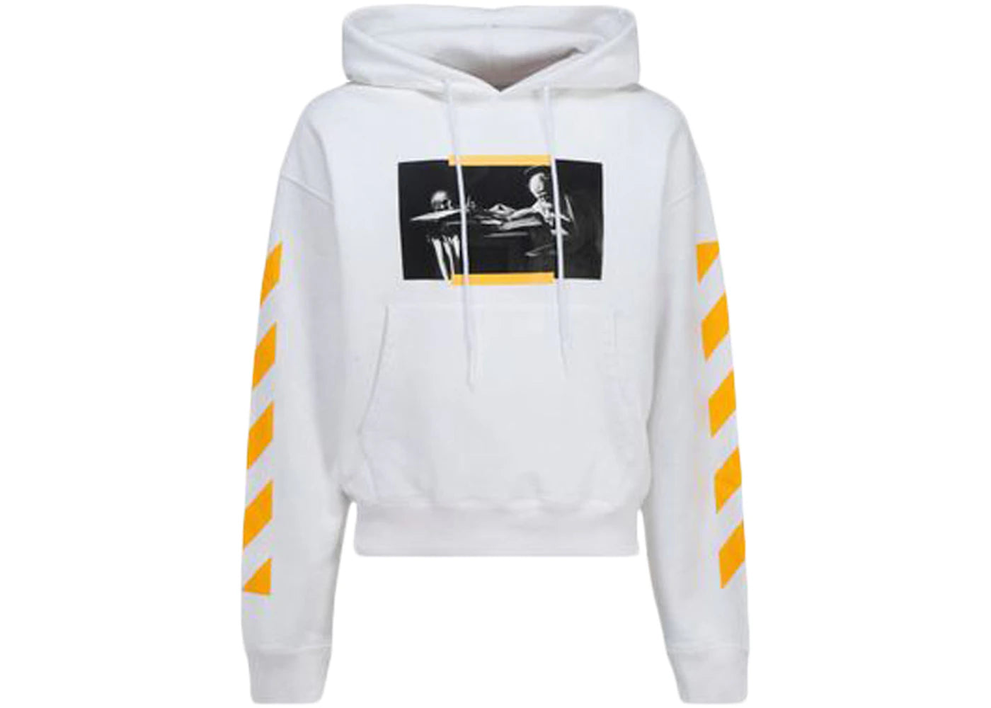 off-white caravaggio saint jerome writing print hoodie white/yellow/black