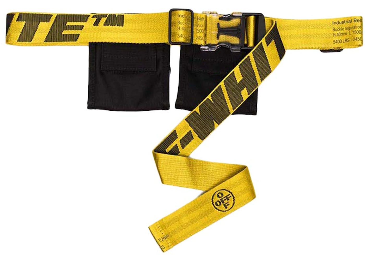 off-white classic industrial two pocket belt bag black/yellow