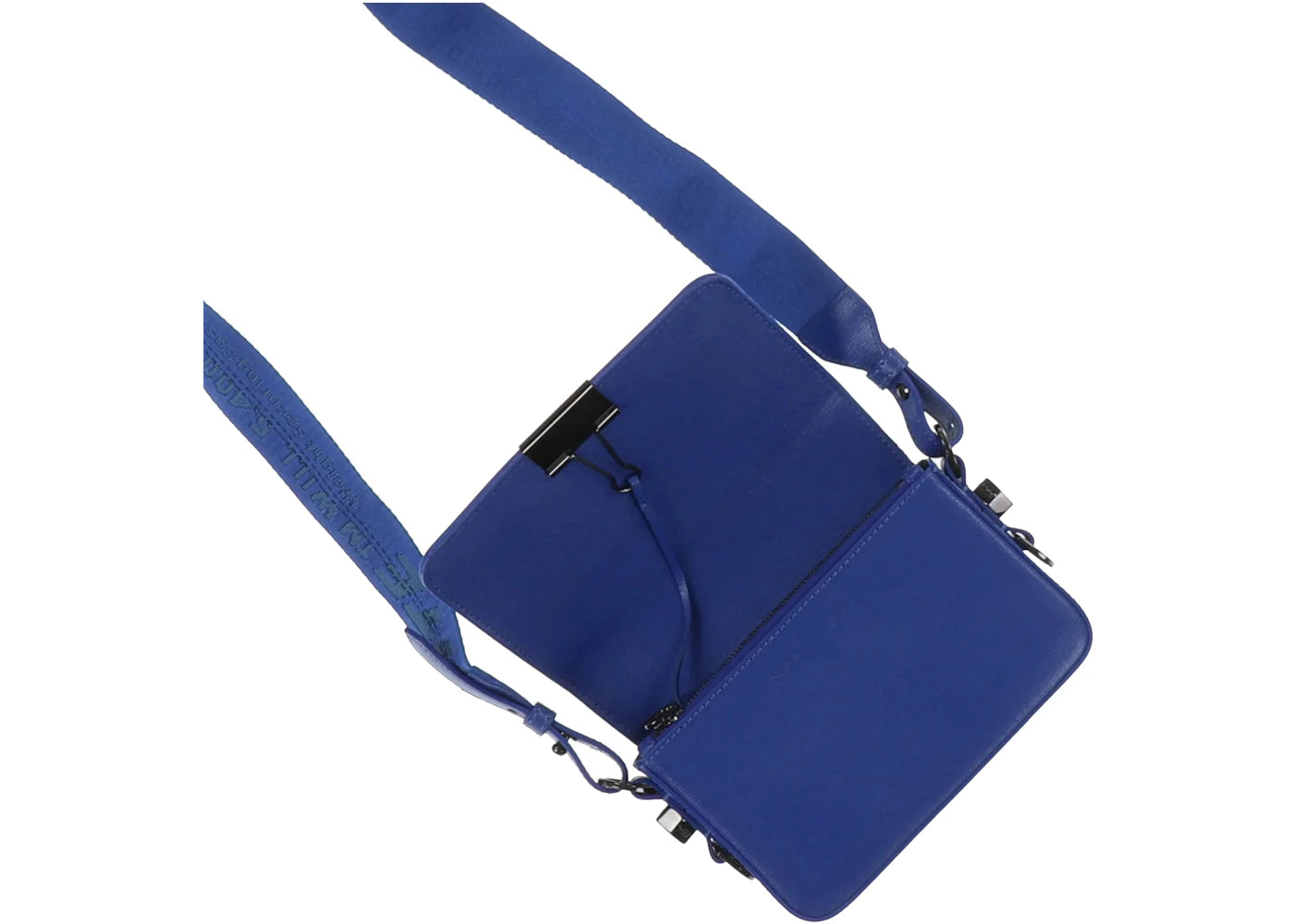 off-white diagonal stripe mini flap bag blue/white