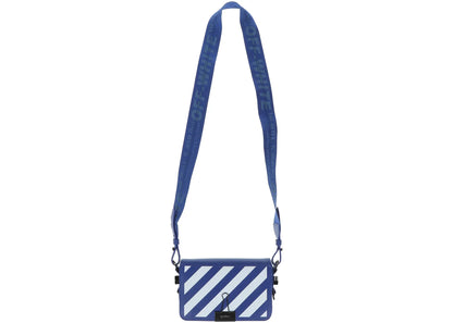 off-white diagonal stripe mini flap bag blue/white