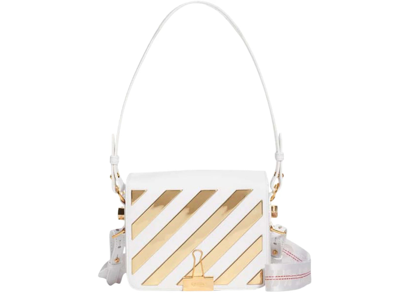 off-white flap bag white/gold
