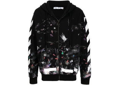 off-white galaxy brushed zip up hoodie black