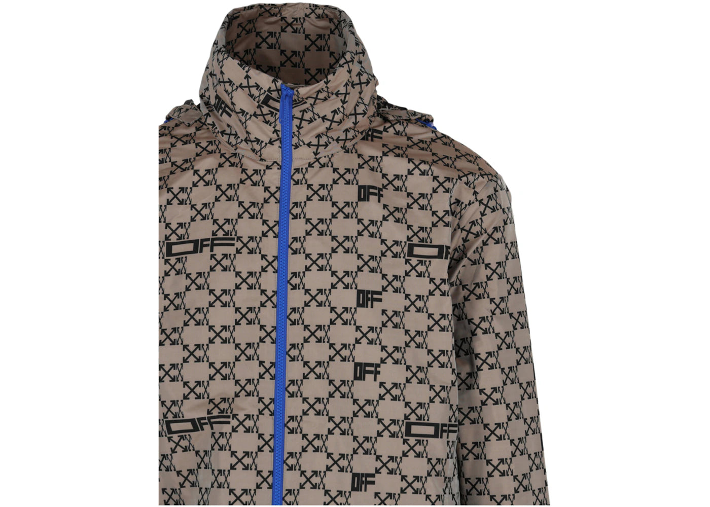 off-white monogram allover windbreaker jacket brown