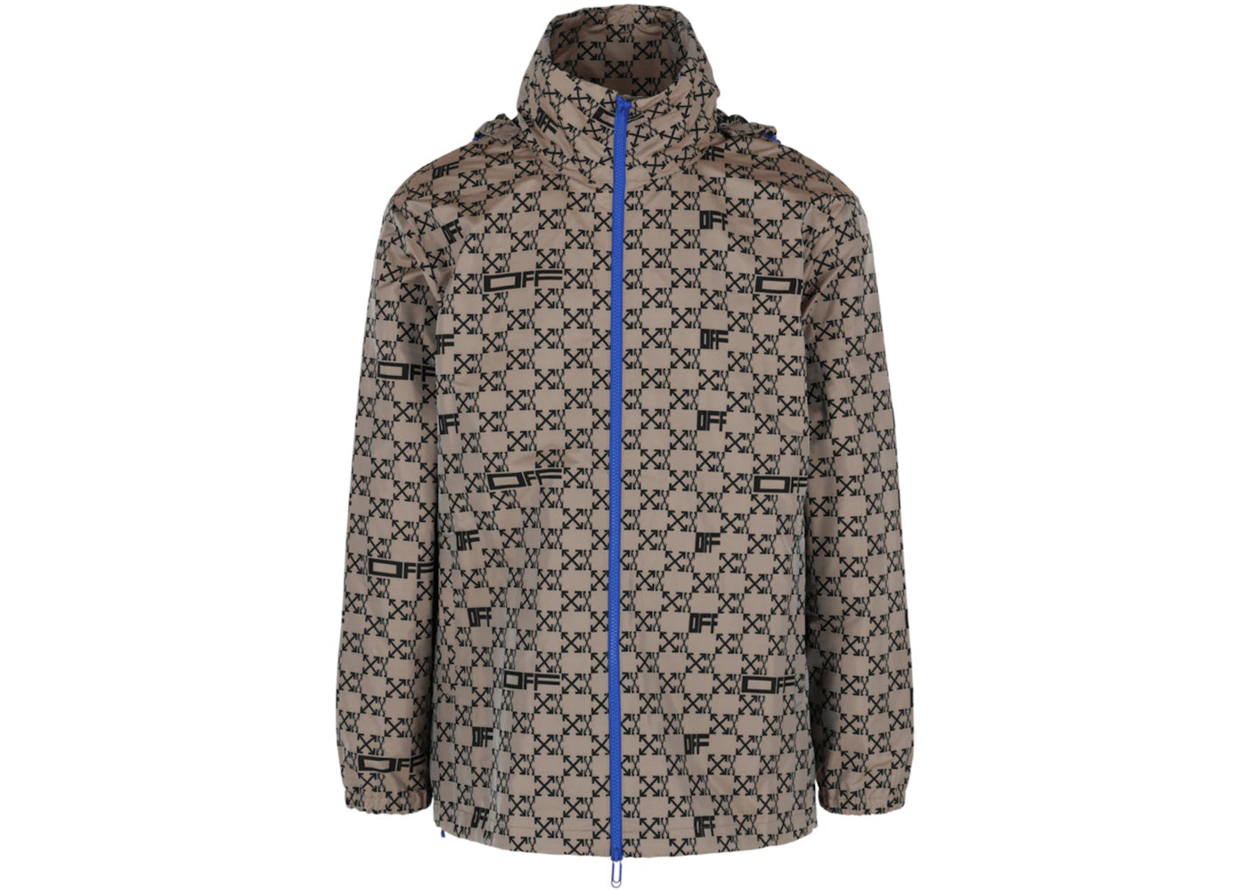 off-white monogram allover windbreaker jacket brown