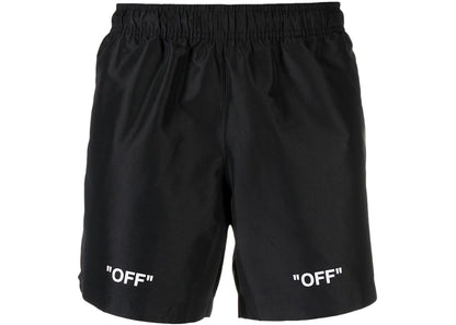 off-white off logo print swim shorts black
