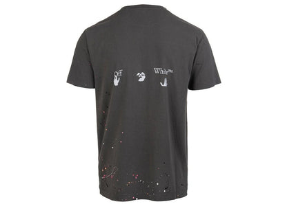 off-white paint splatter print t-shirt khaki brown