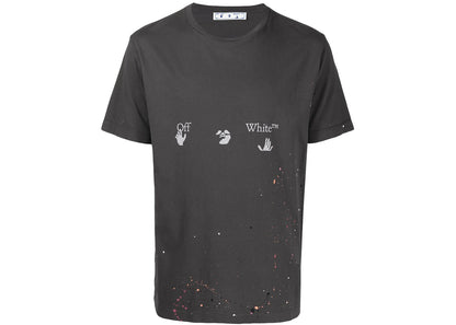off-white paint splatter print t-shirt khaki brown