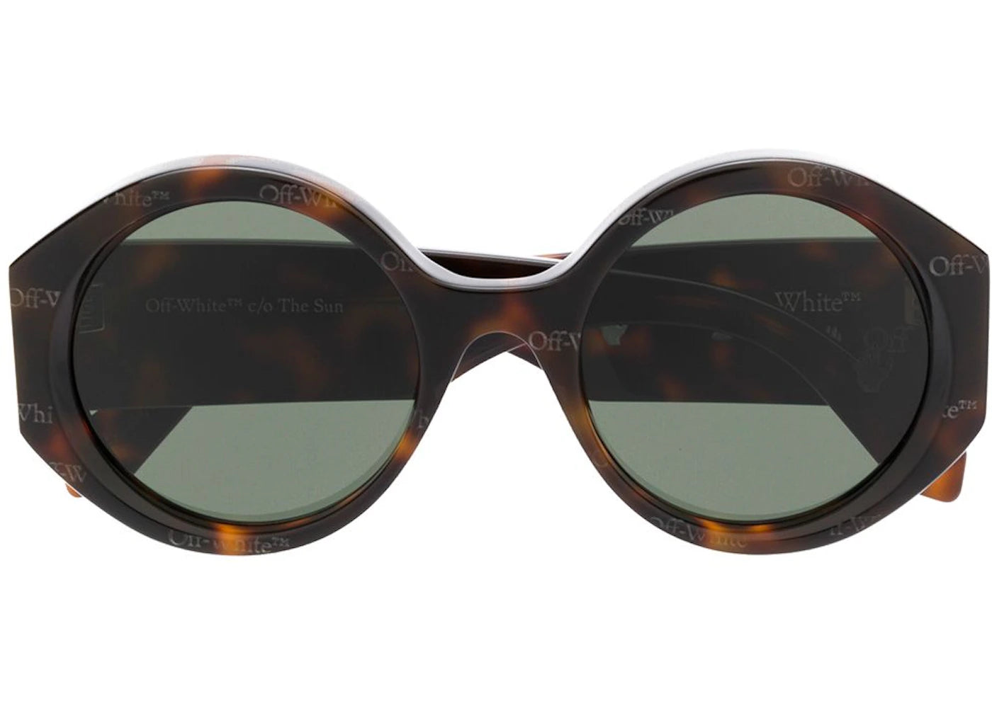 off-white sara round frame sunglasses havana brown/white (owri022f20pla0016003)