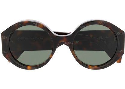 off-white sara round frame sunglasses havana brown/white (owri022f20pla0016003)