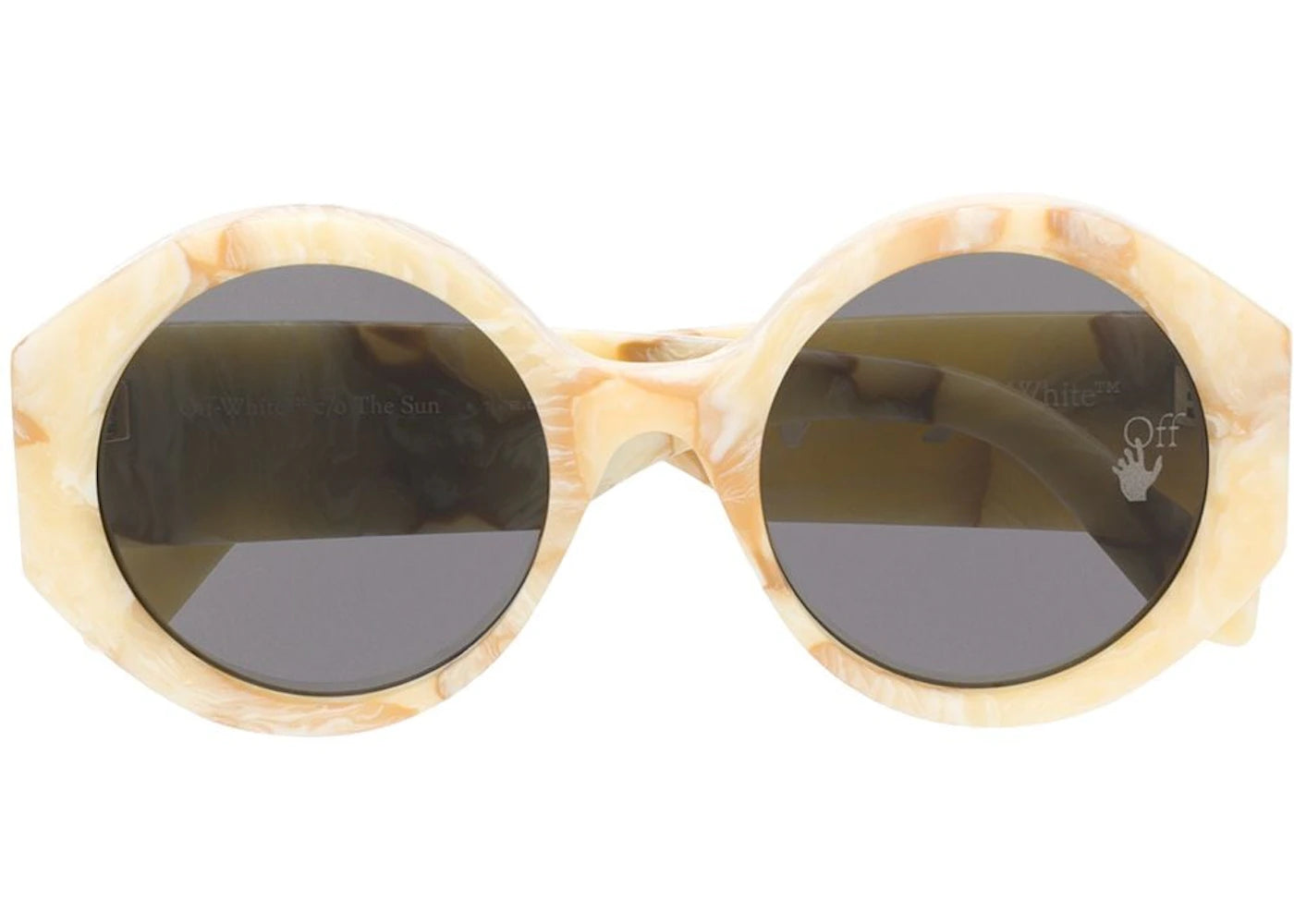 off-white sara round frame sunglasses yellow marble/white (owri022f20pla0011800)