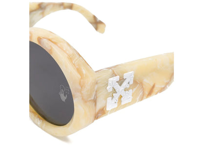 off-white sara round frame sunglasses yellow marble/white (owri022f20pla0011800)