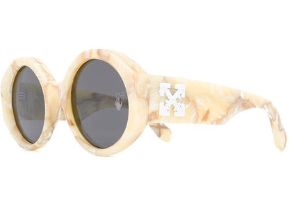 Off-White Sara Round Frame Sunglasses Yellow Marble White (Owri022F20Pla0011800)
